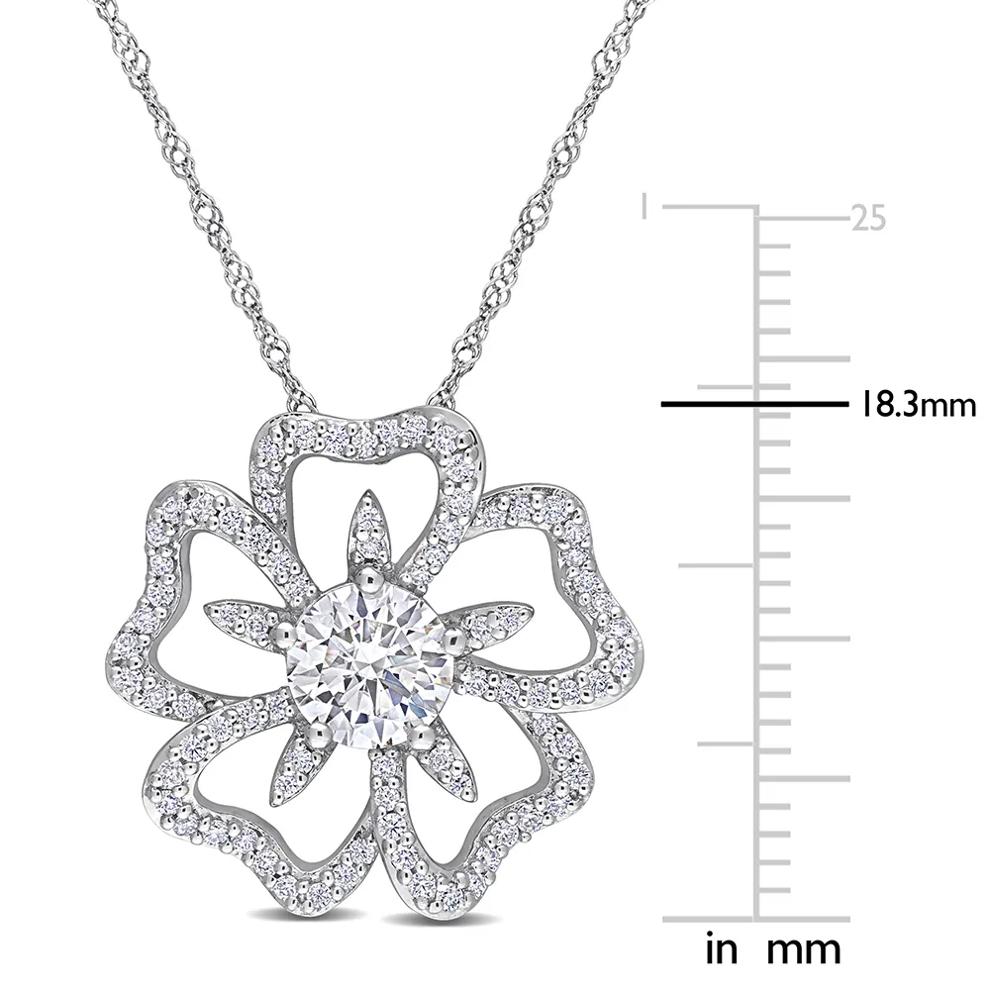 Moissanite Flower Necklace in Sterling Silver (1 1/10 ct. dew) – Image 3 of 4