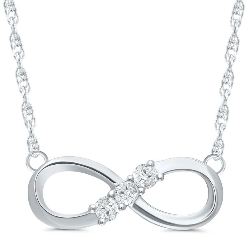 Diamond Infinitiy Pendant in 10K White Gold (1/8 ct. tw.) – Image 1 of 3