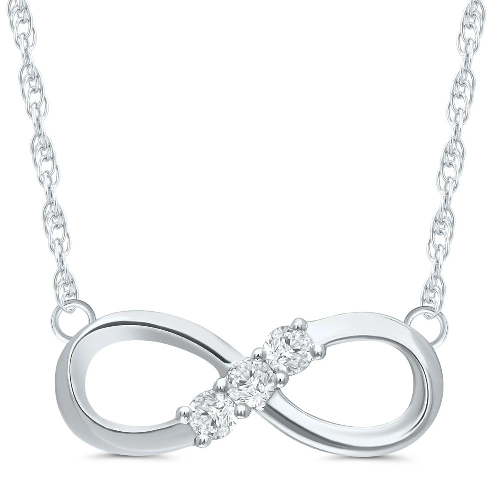 Diamond Infinitiy Pendant in 10K White Gold (1/8 ct. tw.) – Image 1 of 3