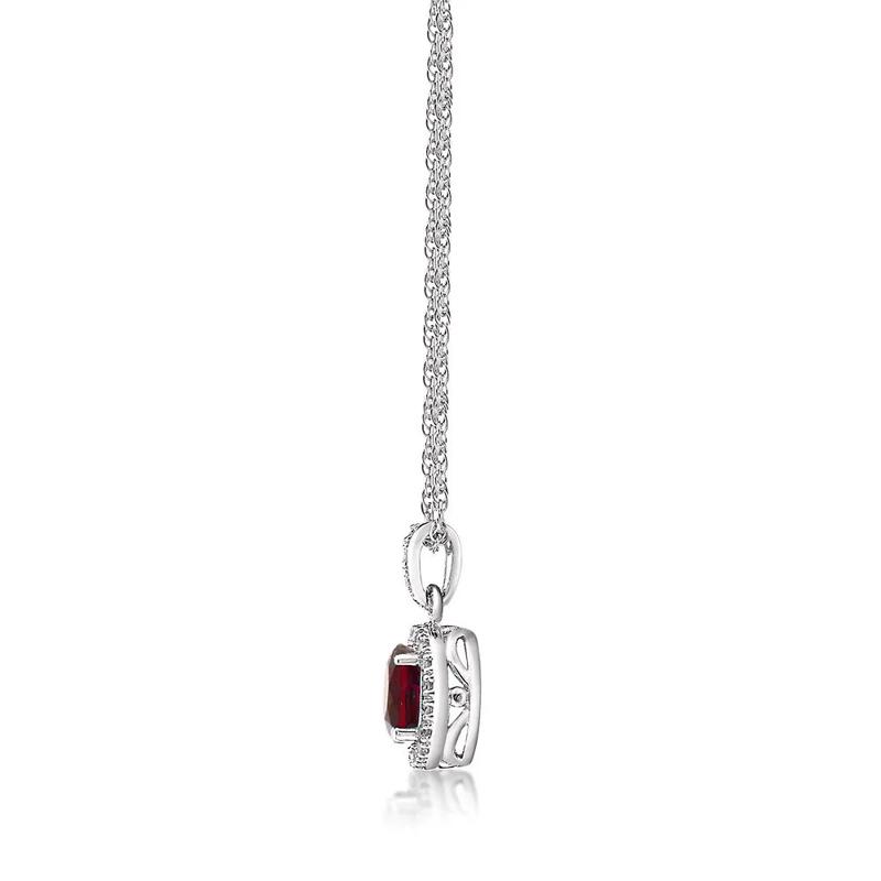 Lab Created Ruby &amp; 1/10 ct. tw. Diamond Pendant in Sterling Silver – Image 2 of 3