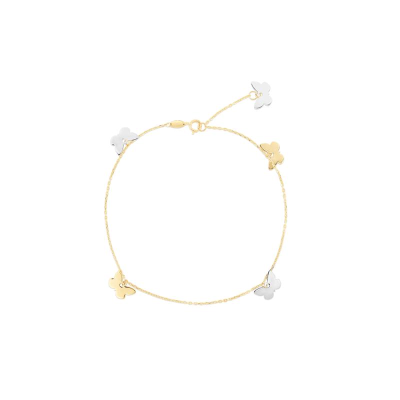 Charm Anklet with Two-Toned Butterflies in 14K Yellow Gold – Image 1 of 2