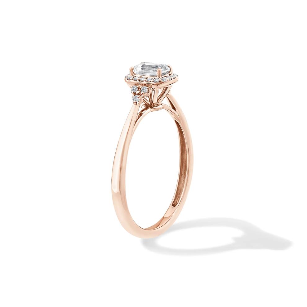 Lab Grown Diamond Emerald Center Halo Promise Ring in 10K Rose Gold (1/2 ct. tw.) – Image 3 of 4
