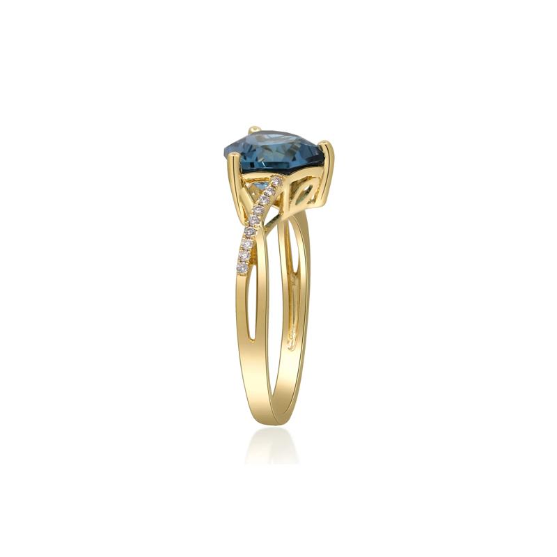 London Blue Topaz &amp; Diamond Accent Ring in 10K Yellow Gold – Image 3 of 5