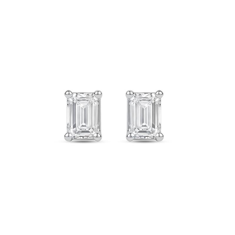 Lab Grown Diamond Emerald-Cut Solitaire Stud Earrings in 14K White Gold &#40;3 ct. tw.&#41; – Image 2 of 3