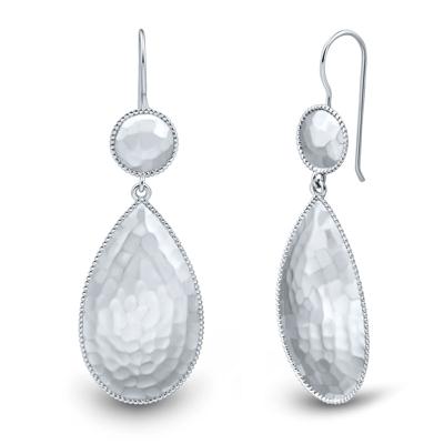 Hammered Teardrop Dangle Earrings in Sterling Silver