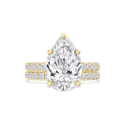Lab Grown Diamond Pear-Shaped Bridal Set in 14K Yellow Gold (5 ct. tw.)