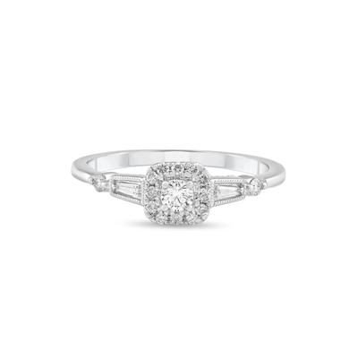 Diamond Cushion Center Promise Ring in 10K White Gold (1/4 ct. tw.)