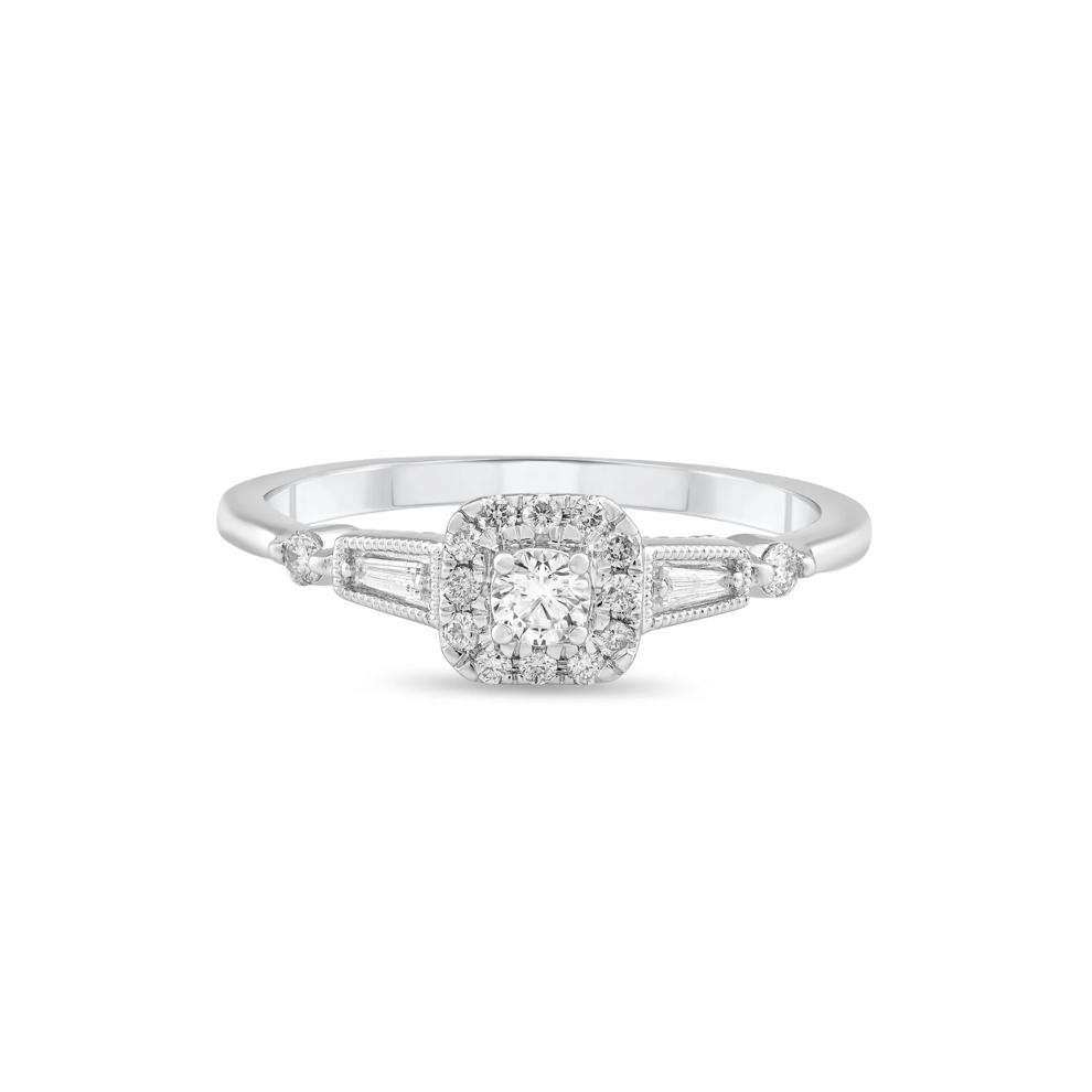 Diamond Cushion Center Promise Ring in 10K White Gold (1/4 ct. tw.) – Image 1 of 4