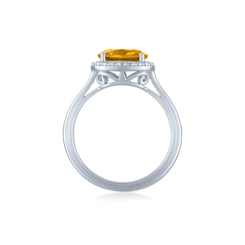 Citrine and Diamond Accent Halo Ring in Sterling Silver – Image 2 of 3