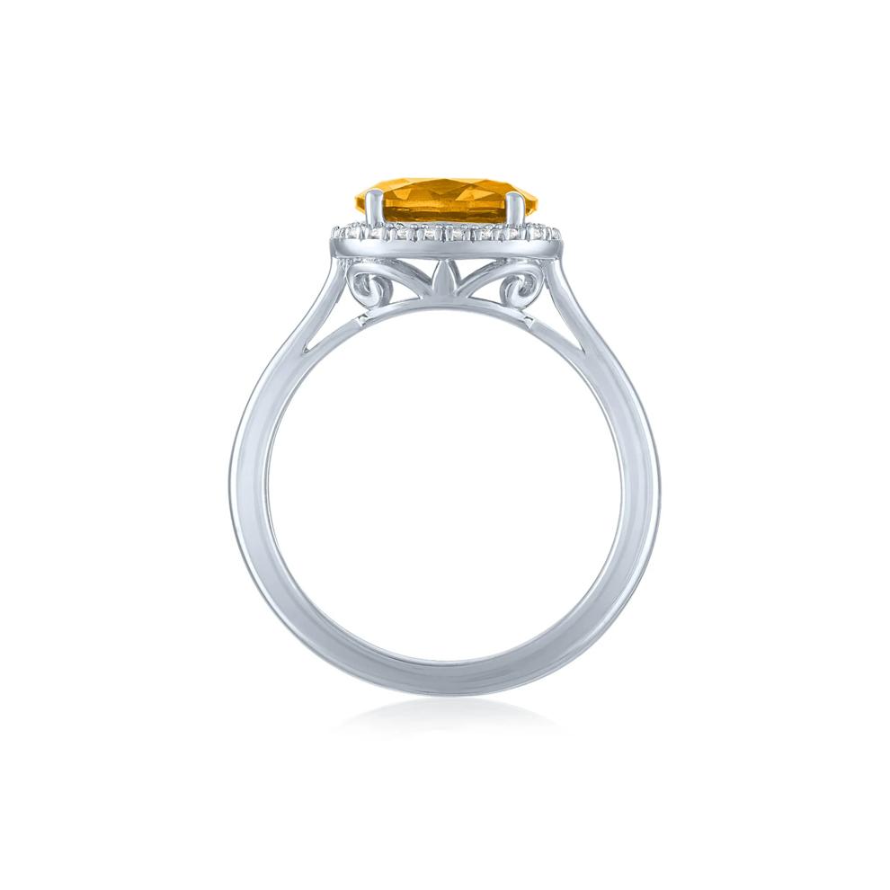 Citrine and Diamond Accent Halo Ring in Sterling Silver – Image 2 of 3