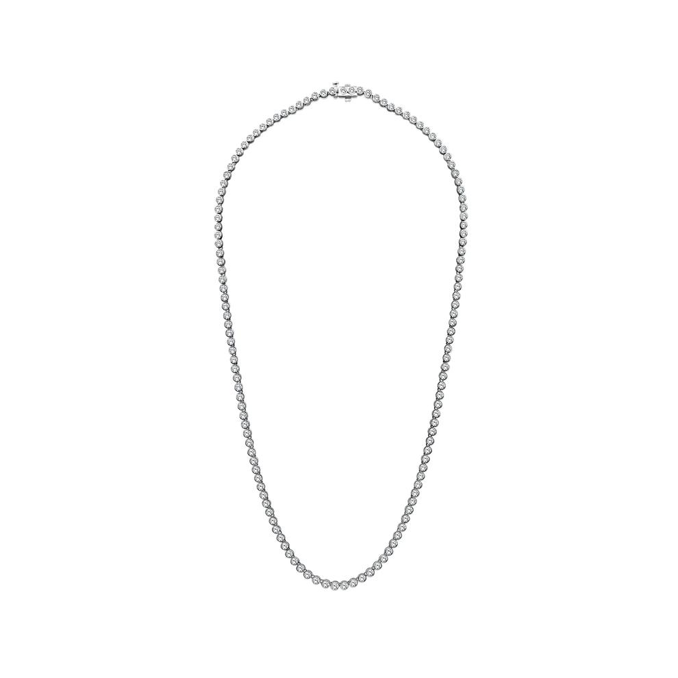 Lab Grown Diamond Bezel-Set Tennis Necklace in 10K White Gold (10 ct. tw.) – Image 2 of 4