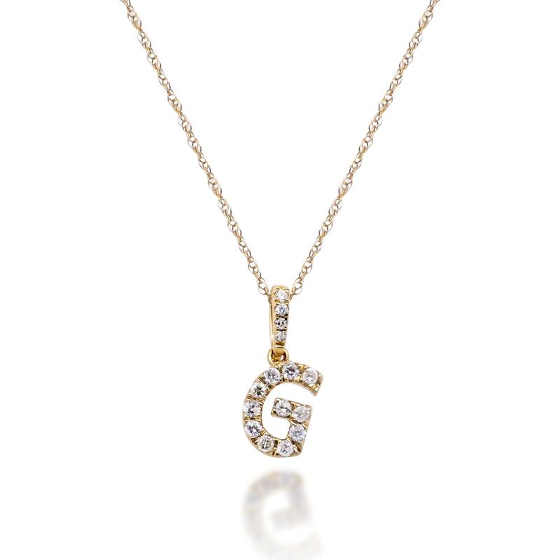 Diamond G Initial Pendant in 10K Yellow Gold &#40;1/10 ct. tw.&#41; – Image 1 of 4