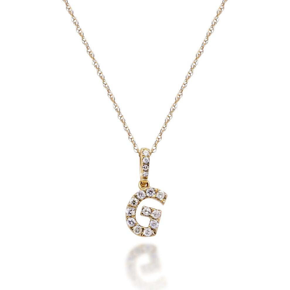 Diamond G Initial Pendant in 10K Yellow Gold (1/10 ct. tw.) – Image 1 of 4