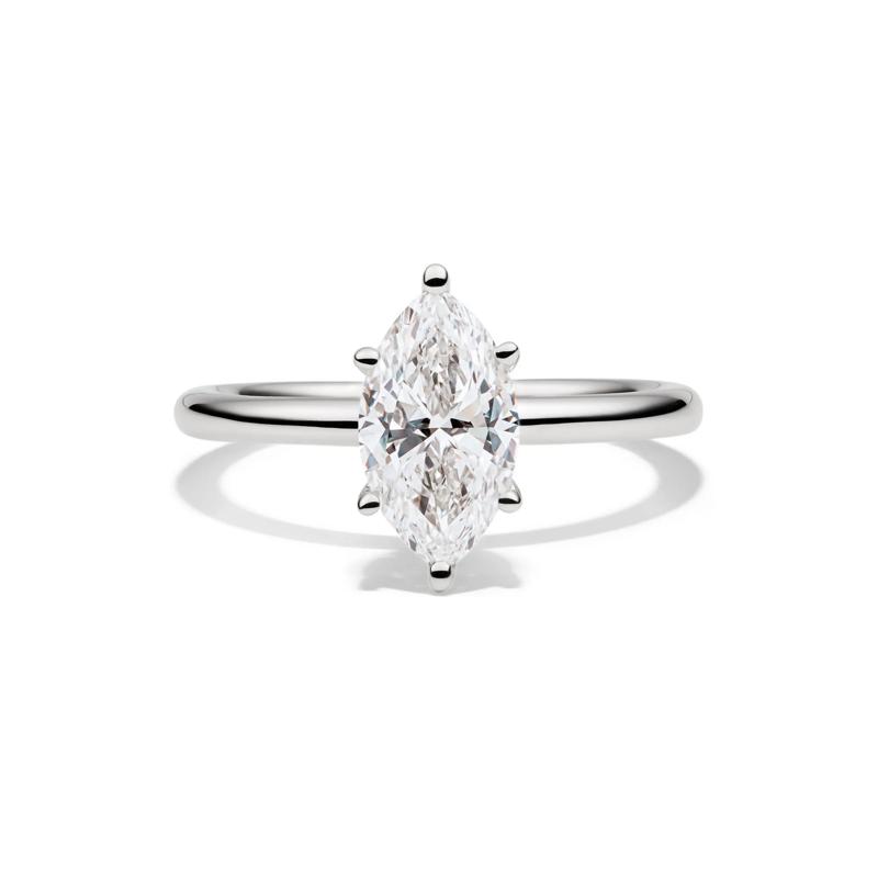 Lab Grown Diamond Solitaire Marquise Engagement Ring in 14k White Gold &#40;1 1/2 ct.&#41; – Image 1 of 4