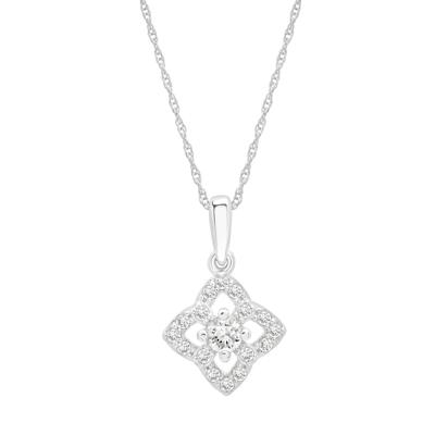 Diamond Clover Pendant Necklace in 10K White Gold (1/4 ct. tw.)