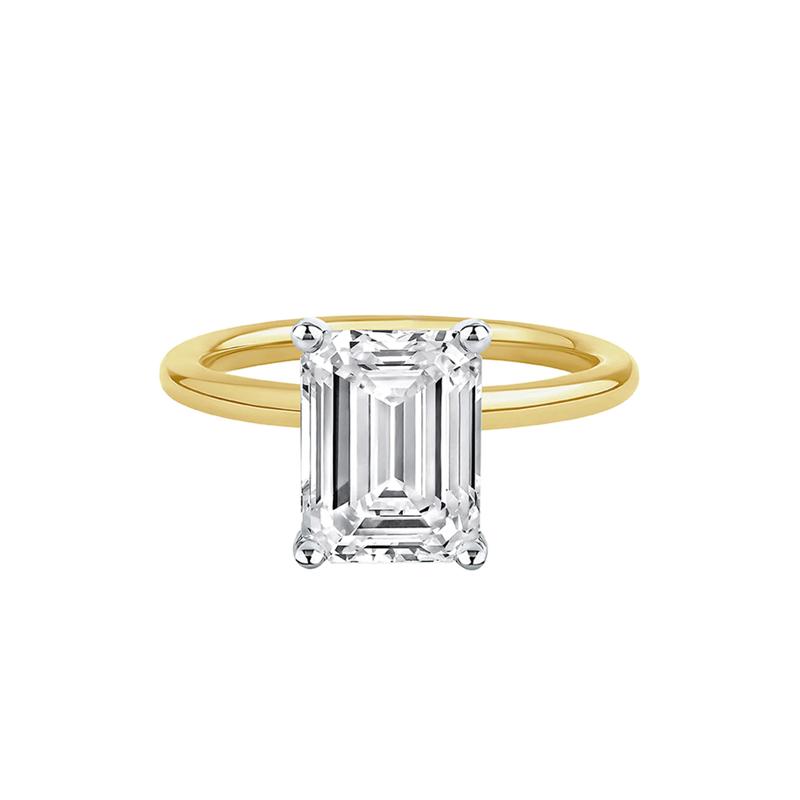 Lab Grown Diamond Emerald-Cut Solitaire Ring in 14k Yellow Gold &#40;3 ct.&#41; – Image 1 of 4