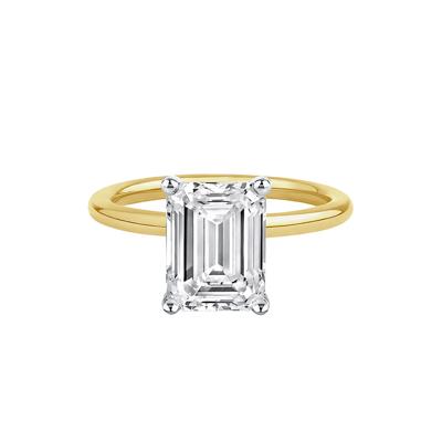 Lab Grown Diamond Emerald-Cut Solitaire Ring in 14K Yellow & White Gold (3 ct.)