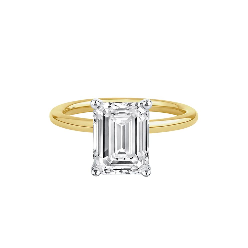 Lab Grown Diamond Emerald-Cut Solitaire Ring in 14K Yellow &amp; White Gold (3 ct.) – Image 1 of 4