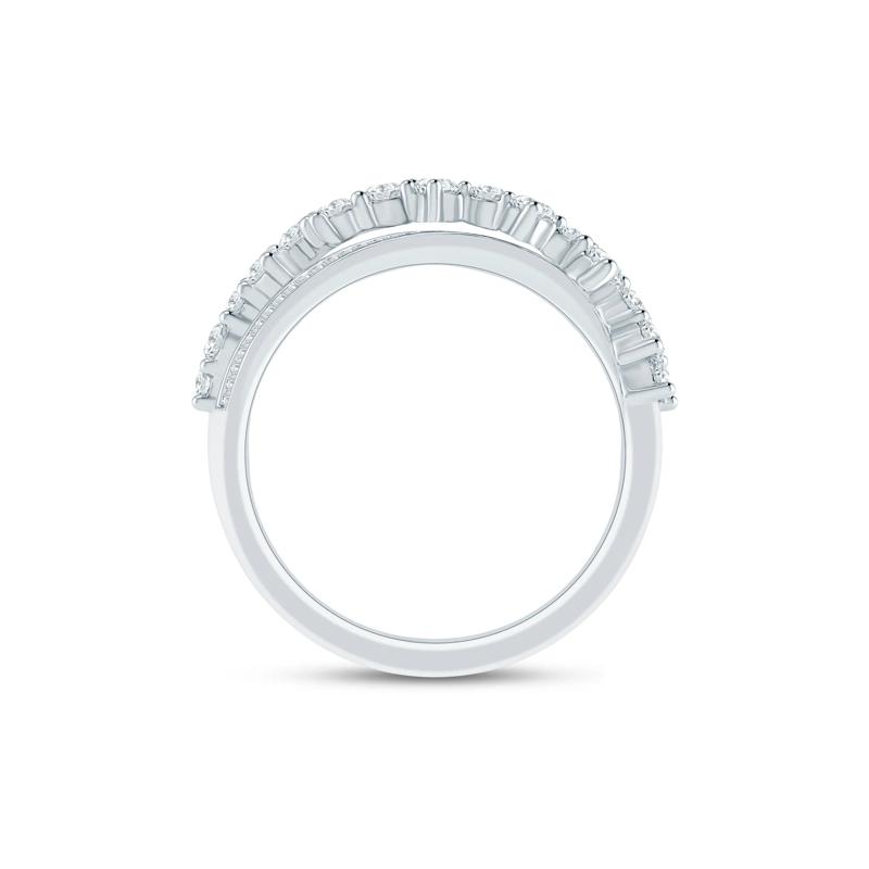 Round and Baguette Diamond Crossover Ring in 10K White Gold &#40;3/4 ct. tw.&#41; – Image 2 of 3