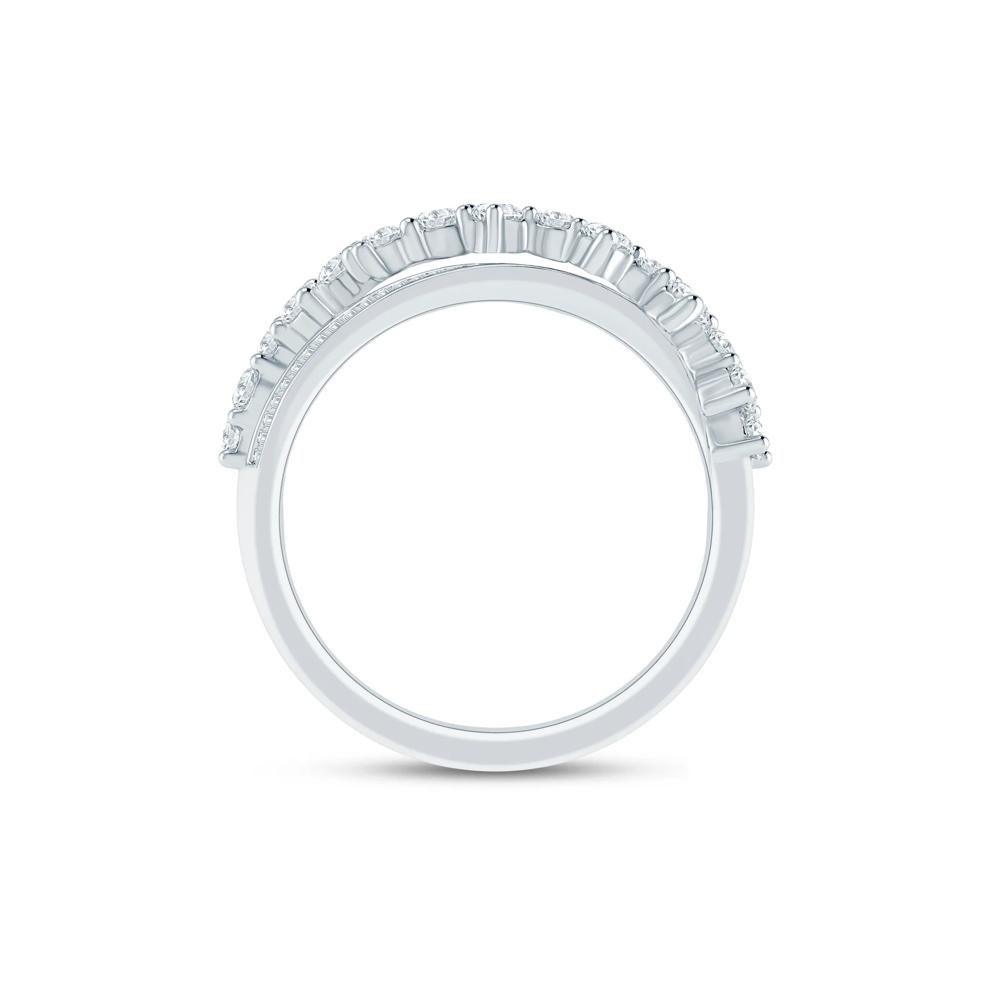 Round and Baguette Diamond Crossover Ring in 10K White Gold (3/4 ct. tw.) – Image 2 of 3