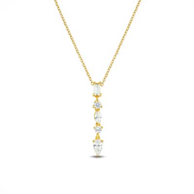 Lab Grown Diamond Mixed-Shape Drop Pendant in 14K Yellow Gold (1/2 ct. tw.)