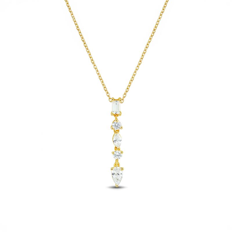 Lab Grown Diamond Mixed-Shape Drop Pendant in 14K Yellow Gold &#40;1/2 ct. tw.&#41; – Image 1 of 3