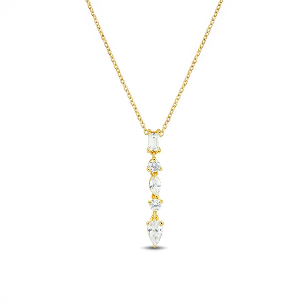 Lab Grown Diamond Mixed-Shape Drop Pendant in 14K Yellow Gold (1/2 ct. tw.) – Image 1 of 3