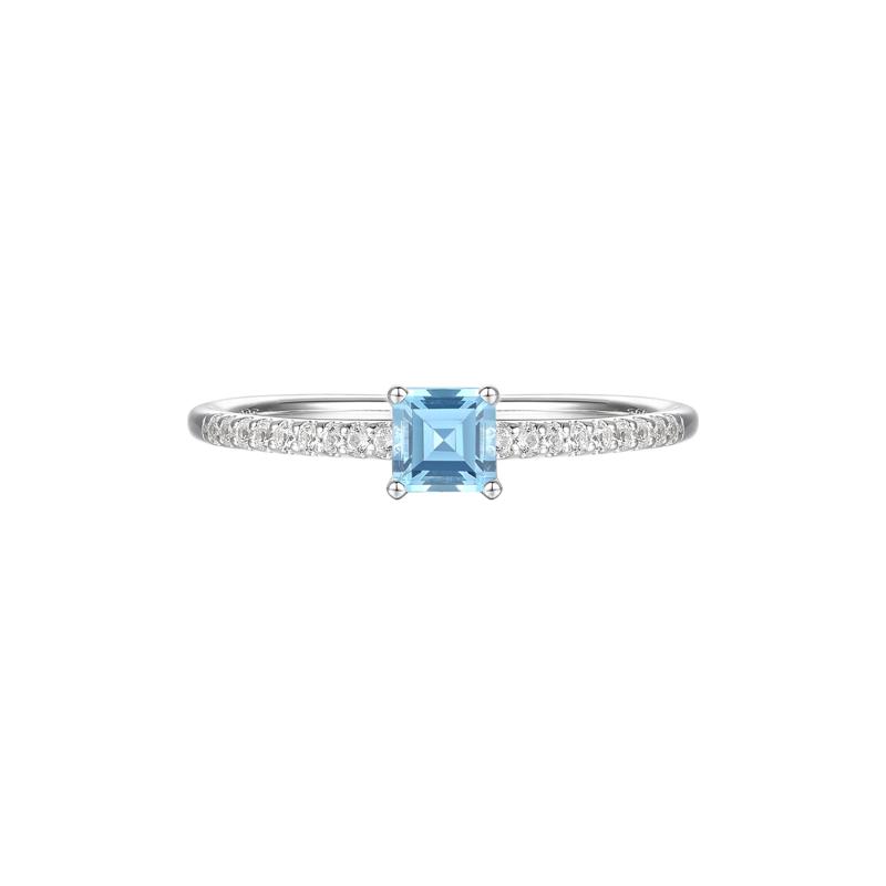 Blue Topaz and Lab Created White Sapphire Ring in Sterling Silver – Image 1 of 3