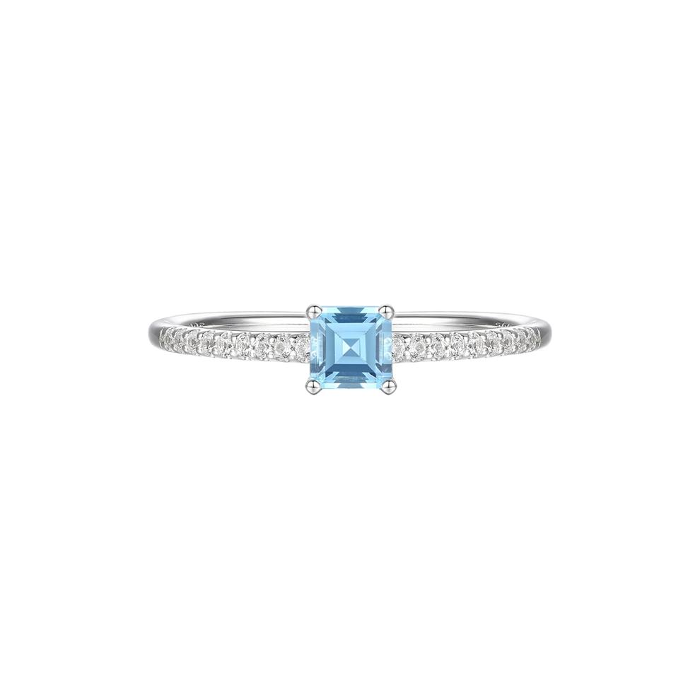 Blue Topaz and Lab Created White Sapphire Ring in Sterling Silver – Image 1 of 3