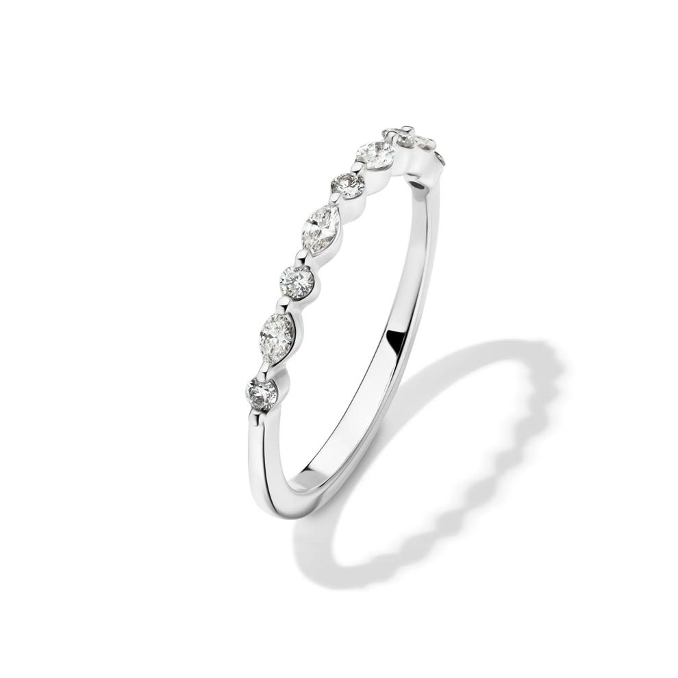 Round and Marquise-Cut Diamond Anniversary Band in 14K White Gold (1/4 ct. tw.) – Image 4 of 4