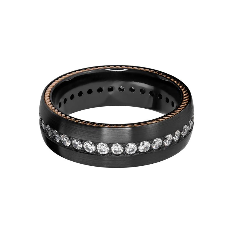 Men&rsquo;s Eternity Wedding Band with Lab Grown Diamonds in Black Zirconium, 7mm &#40;1 ct. tw.&#41; – Image 1 of 3