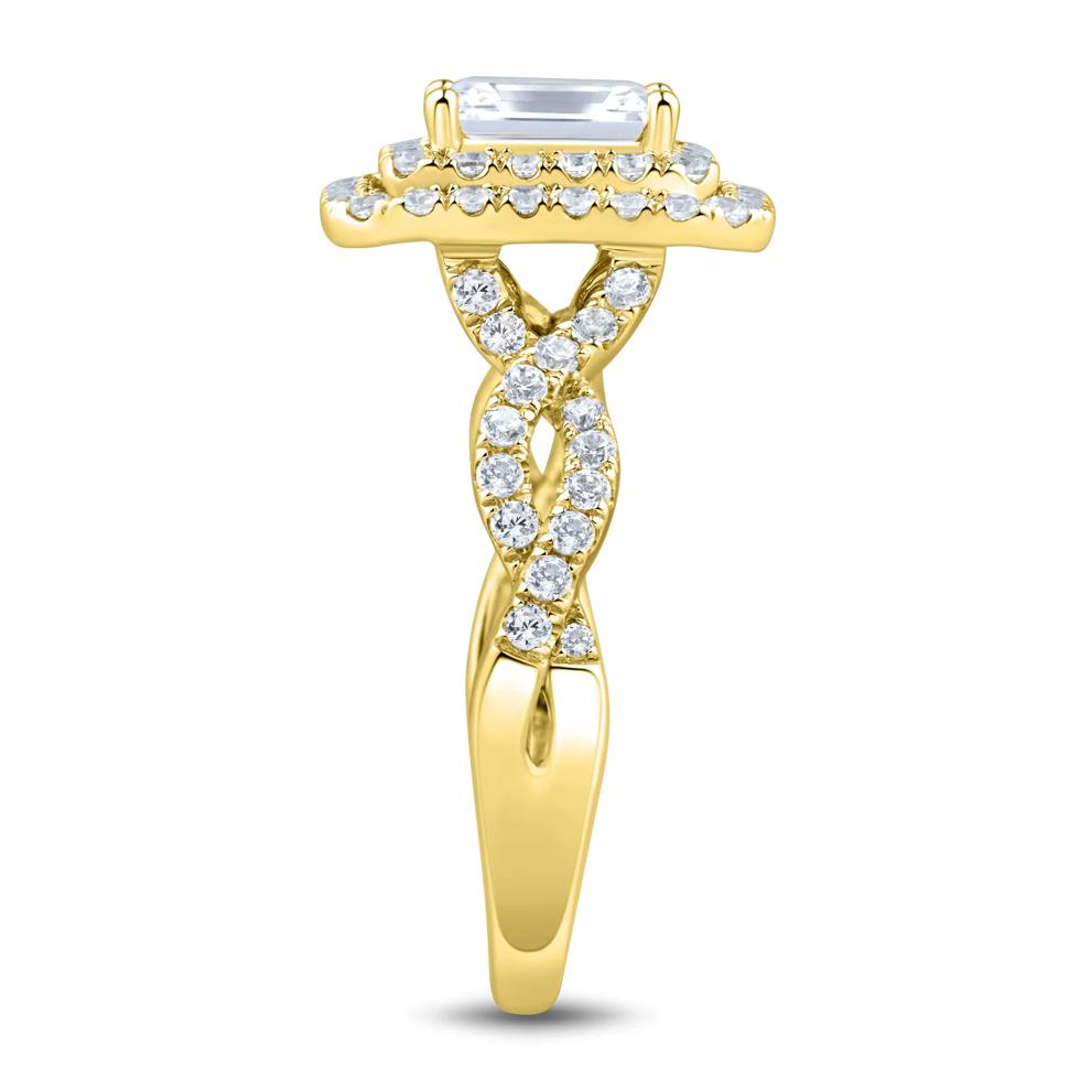 Lab Grown Diamond Emerald-Cut Halo Engagement Ring in 14K Yellow Gold (1 1/2 ct. tw.) – Image 3 of 3