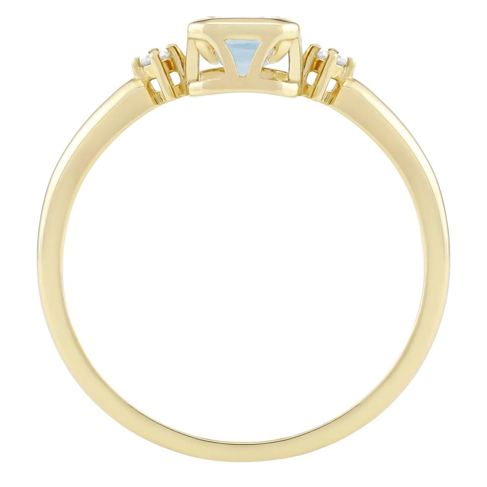 Emerald-Cut Aquamarine and Diamond Accent Ring in 10K Yellow Gold – Image 2 of 3