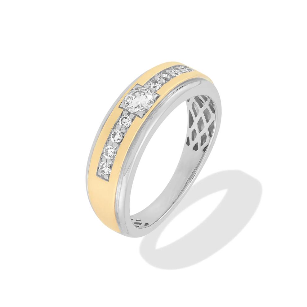 Men's Diamond Two-Tone Ring in 10K White &amp; Yellow Gold (1/2 ct. tw.) – Image 4 of 4