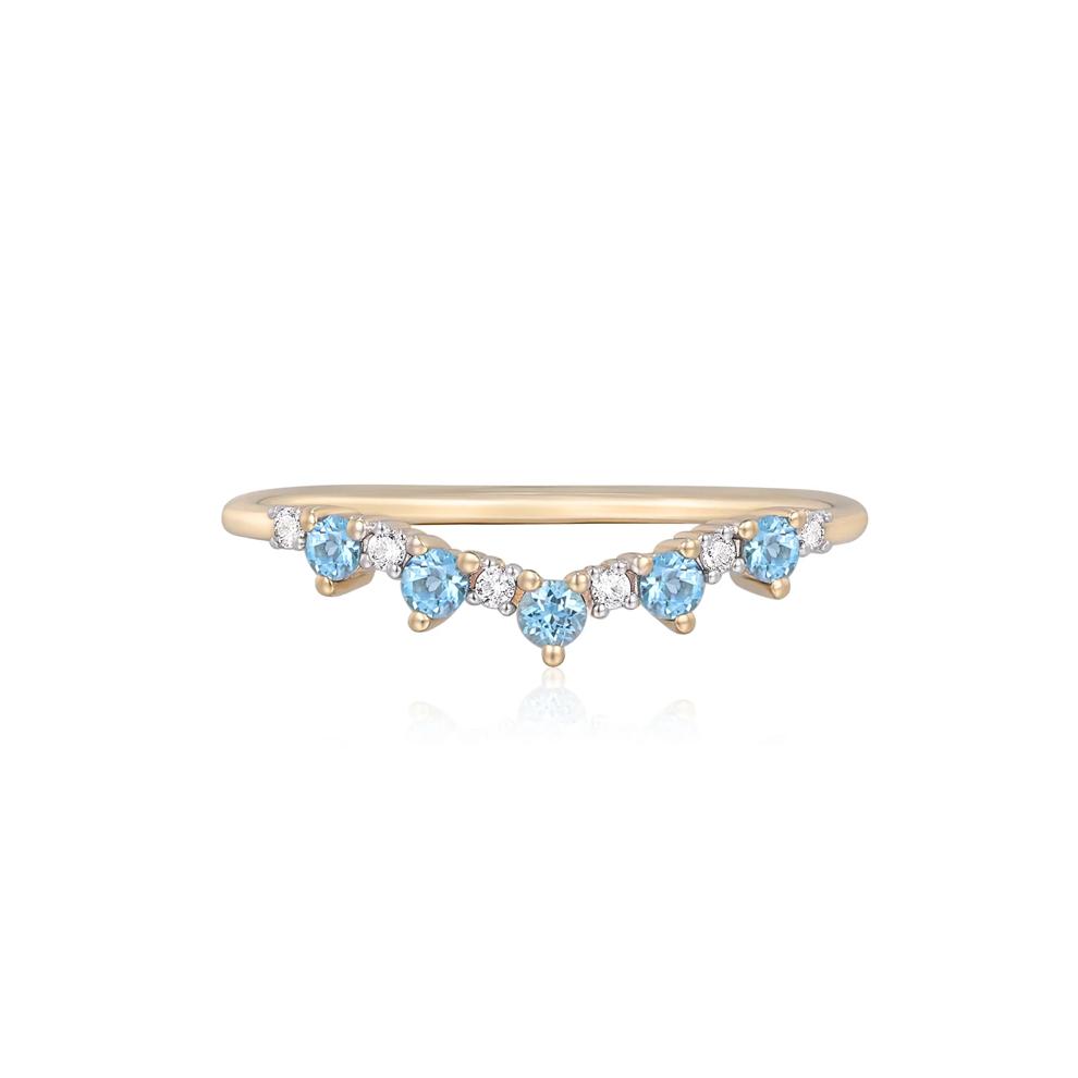 Blue Topaz and Lab-Created White Sapphire Contour Ring in 10K Yellow Gold – Image 1 of 3