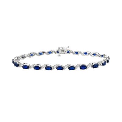 Blue Sapphire & Diamond Tennis Bracelet in 10K White Gold (1/3 ct. tw.)