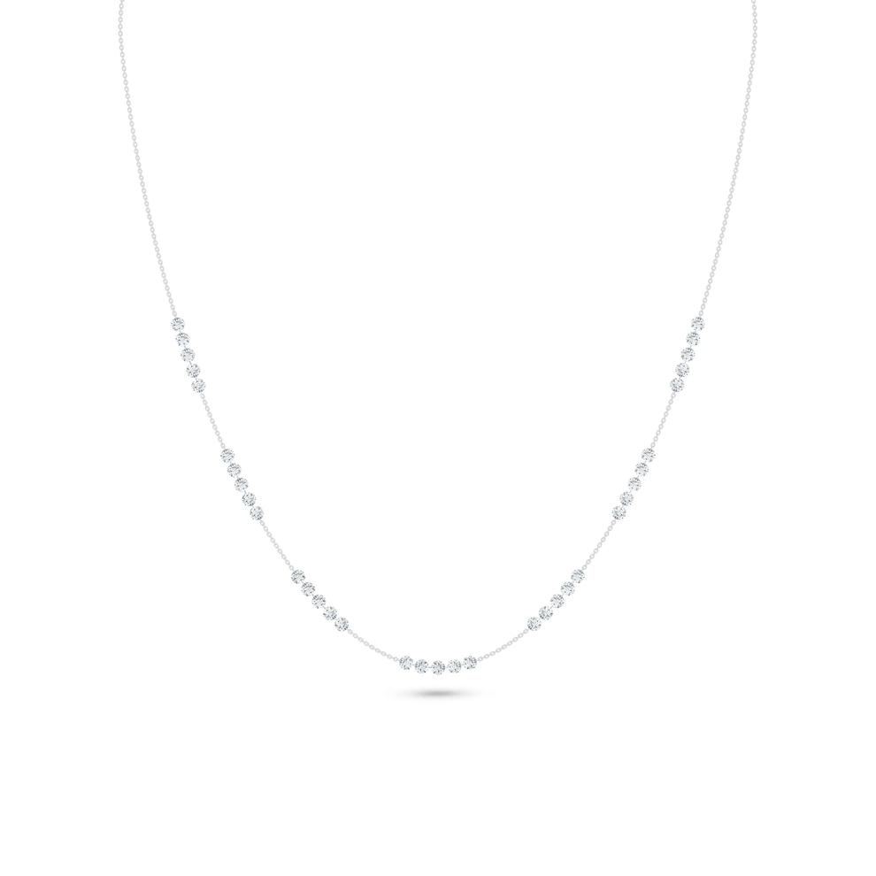 Lab Grown Diamond Round Station Necklace in 14K White Gold (3 1/2 ct. tw.) – Image 1 of 4