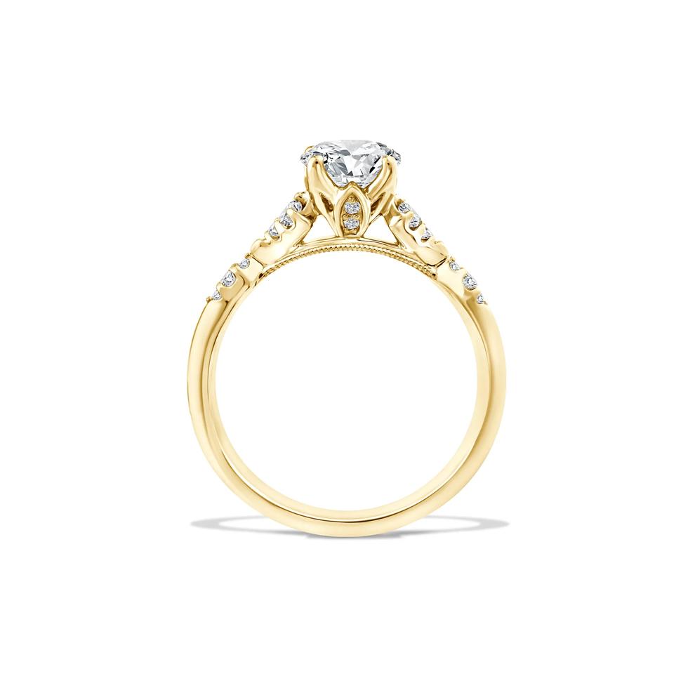 Lab Grown Diamond Round Center Faux Marquise Engagement Ring in 10K Yellow Gold (1 1/8 ct. tw.) – Image 2 of 4