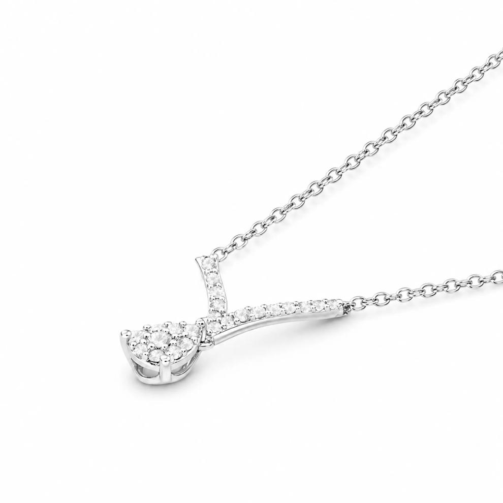 Diamond V-Shape Frontal Drop Pendant Necklace in Sterling Silver (1/3 ct. tw.) – Image 4 of 4