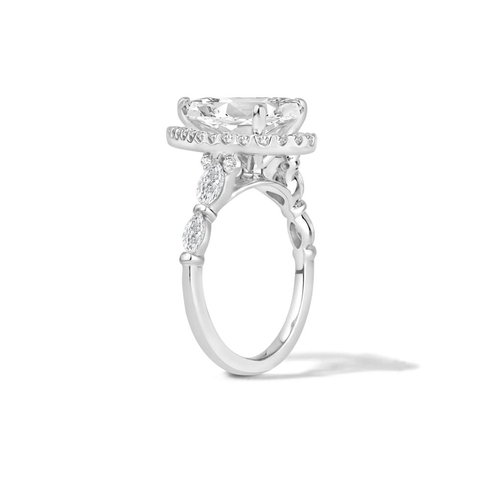 Lab Grown Diamond Pear-Shaped Center Halo Engagement Ring in 10K White Gold (4 ct. tw.) – Image 3 of 4
