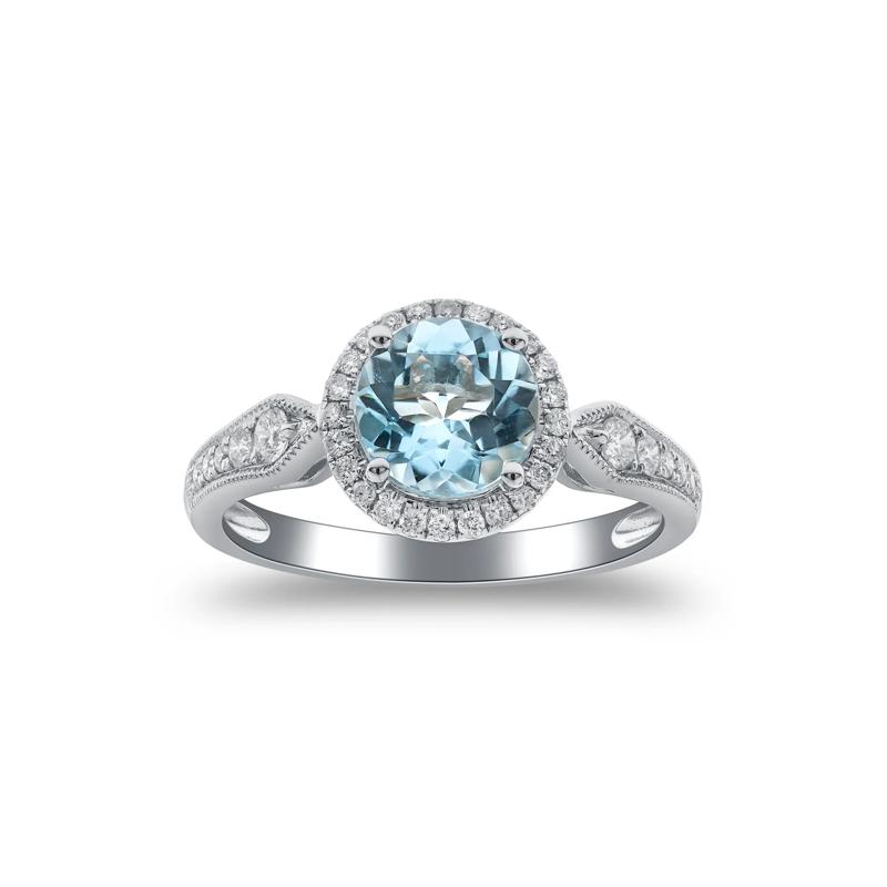 Aquamarine and Diamond Ring in 10K White Gold &#40;1/3 ct. tw.&#41; – Image 1 of 4