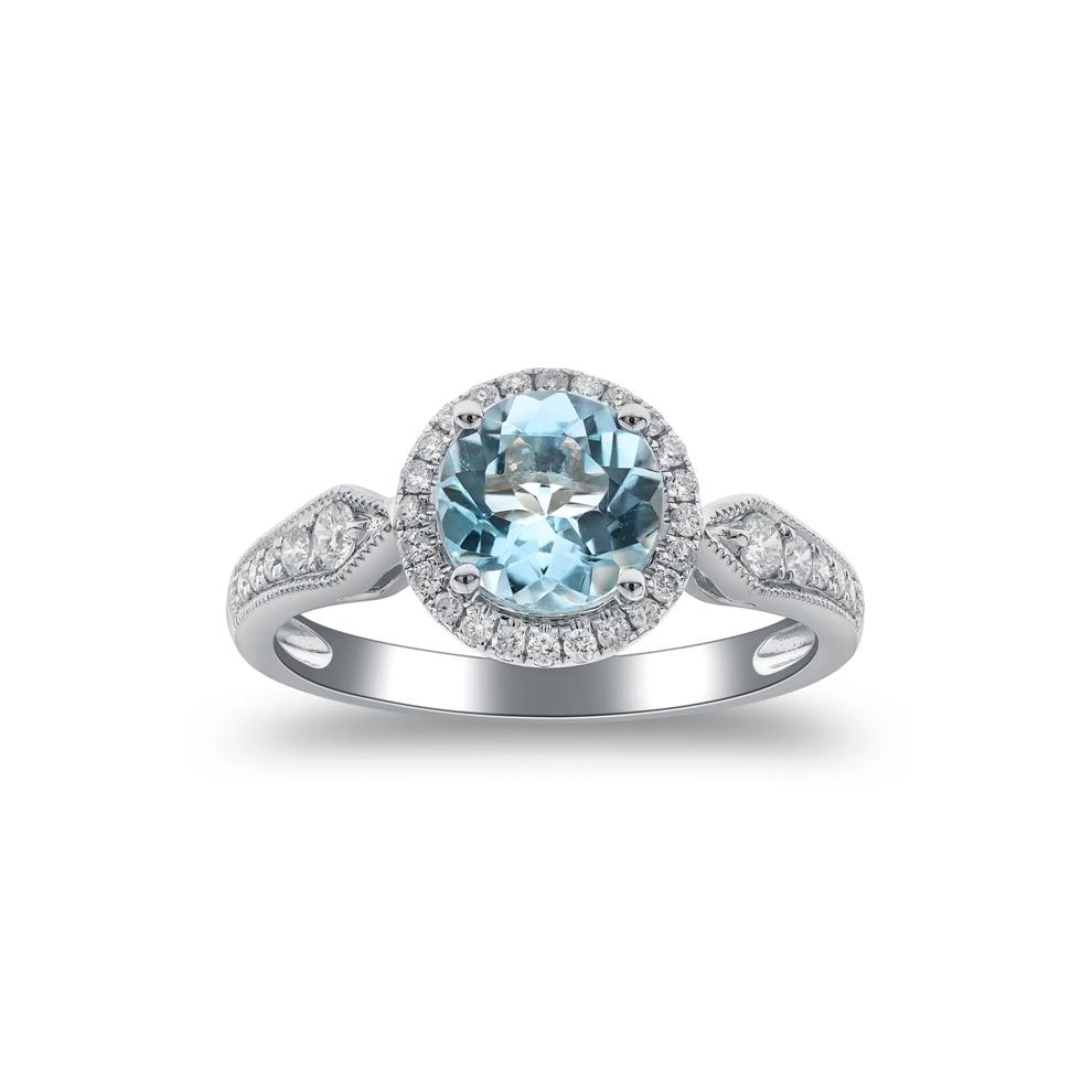 Aquamarine and Diamond Ring in 10K White Gold (1/3 ct. tw.) – Image 1 of 4