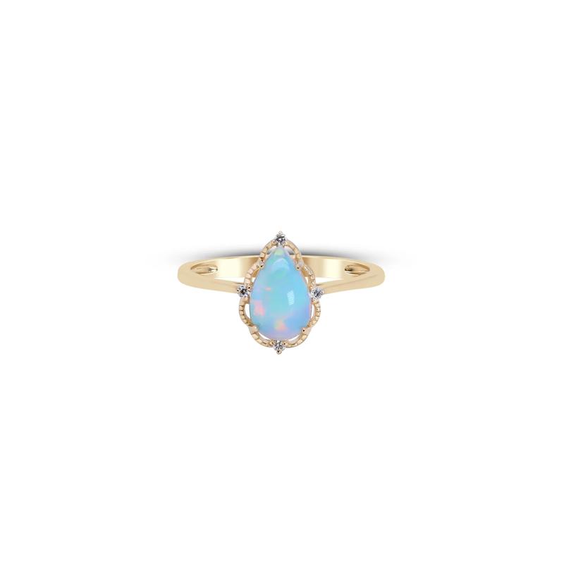 Opal and Diamond Accent Ring in 10K Yellow Gold – Image 4 of 4
