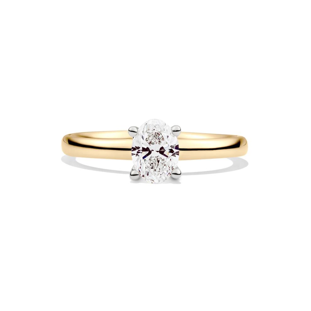 Diamond Oval Solitaire Engagement Ring in 14K Yellow Gold (3/4 ct.) – Image 1 of 5