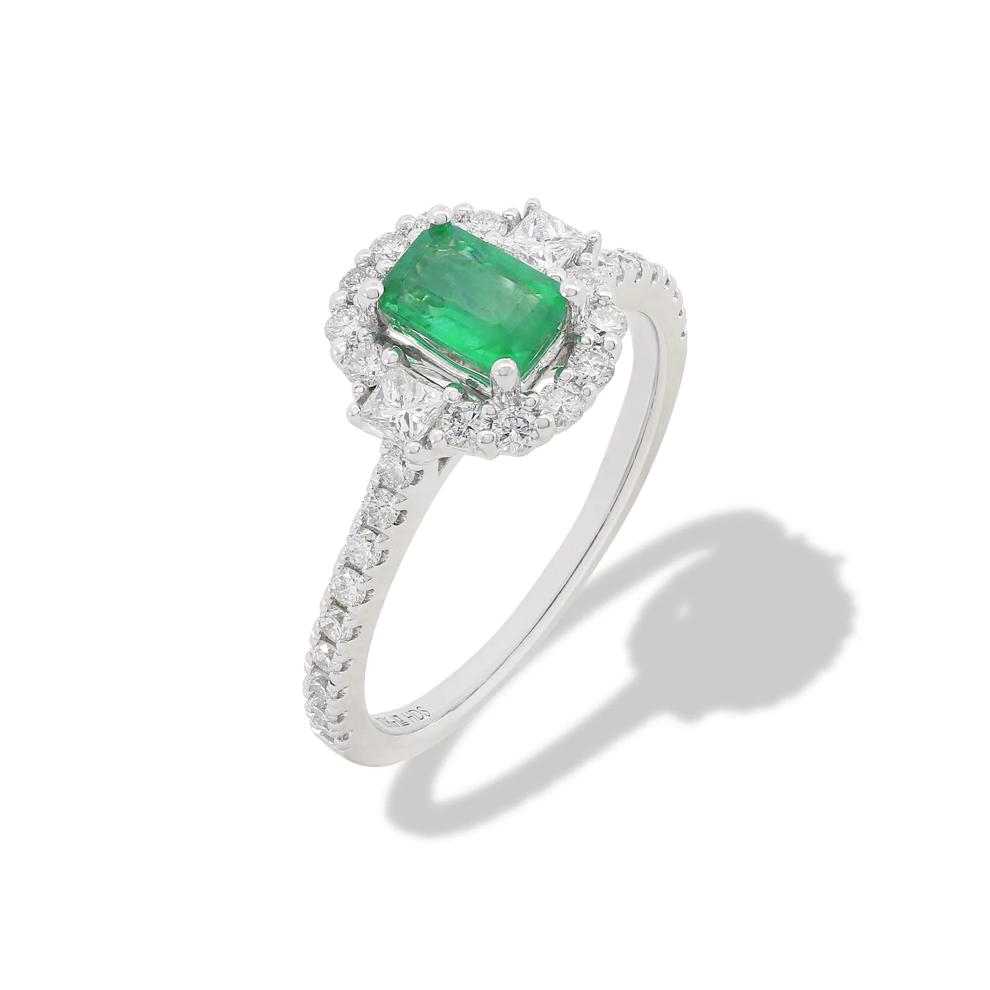 Emerald &amp; Diamond Ring in 10K White Gold (1/2 ct. tw.) – Image 4 of 4