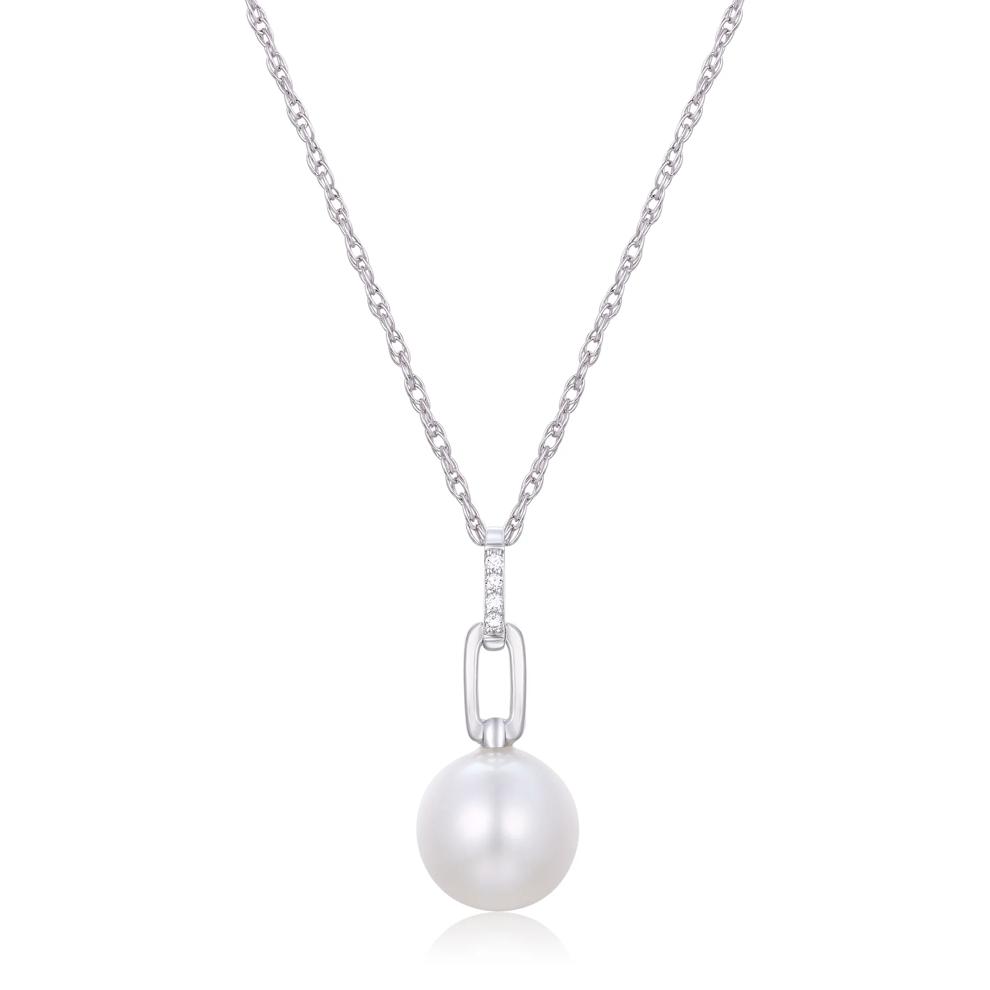 Freshwater Cultured Pearl and Diamond Accent Pendant in Sterling Silver – Image 1 of 3