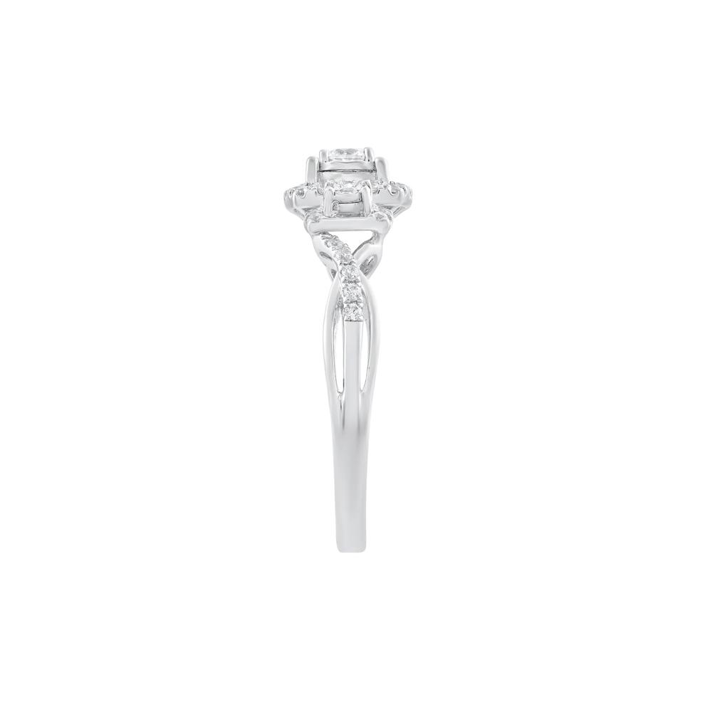 Diamond Three-Stone Halo Ring in 10K White Gold (1/2 ct. tw.) – Image 3 of 3