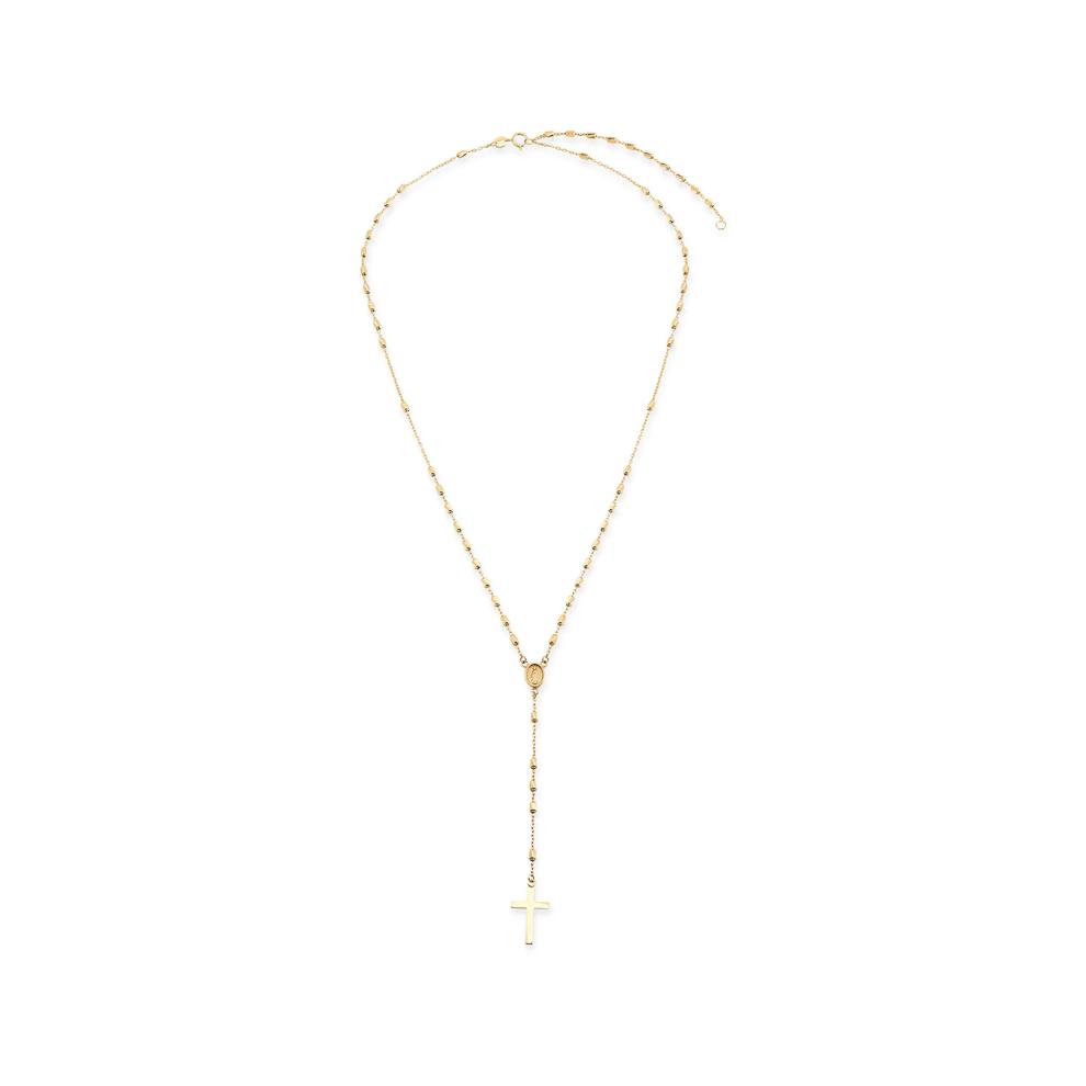 Diamond-Cut Cross &amp; Virgin Mary Lariat Necklace in 14K Yellow Gold, 20" – Image 2 of 4