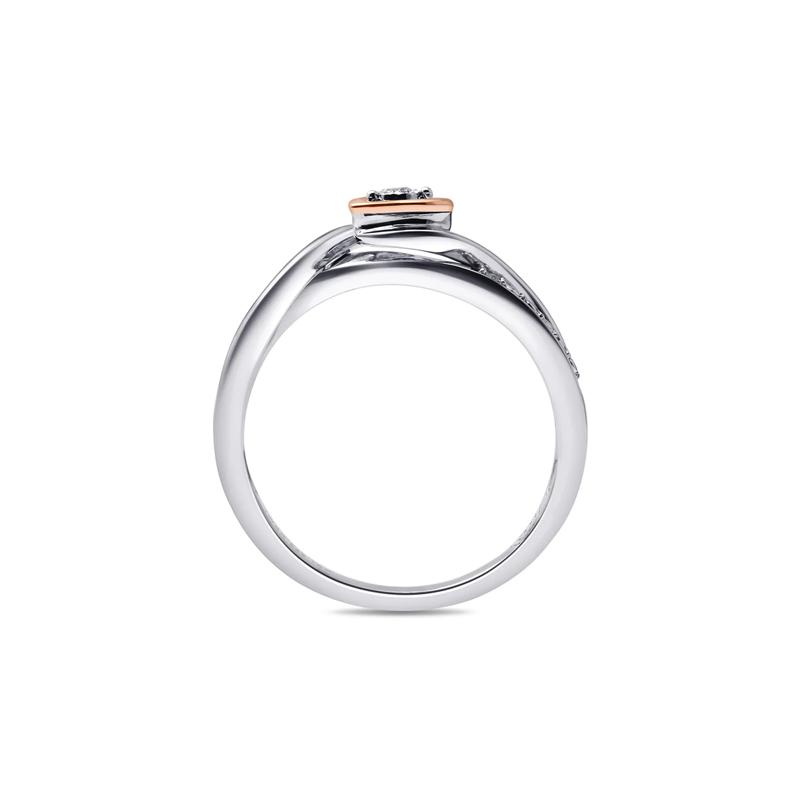 Diamond Heart Promise Ring in Sterling Silver &amp; 10K Rose Gold – Image 2 of 4