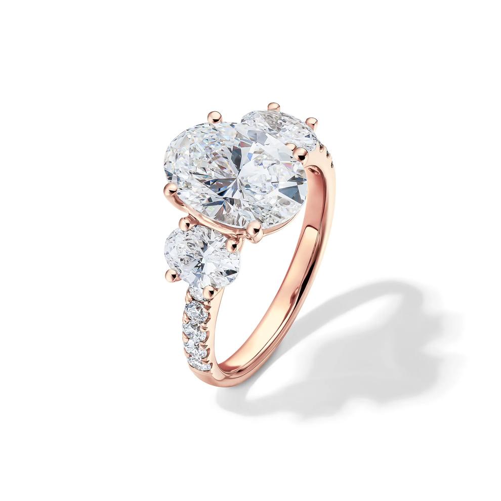 Lab Grown Diamond Three-Stone Engagement Ring in 14K Rose Gold (4 1/4 ct. tw.) – Image 4 of 4